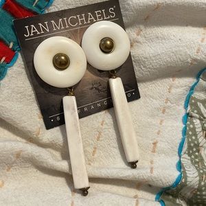 Off White bone & brass clip earrings - NWOT